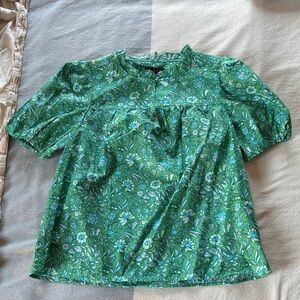 NEW J Crew Floral Green Women's Top